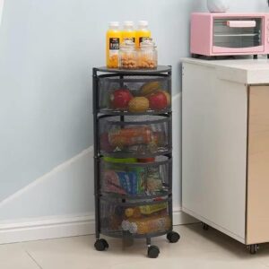 Black 4-Tier Rolling Storage Rack
